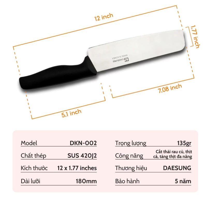 Thông tin sản phẩm dao bếp DKN-002